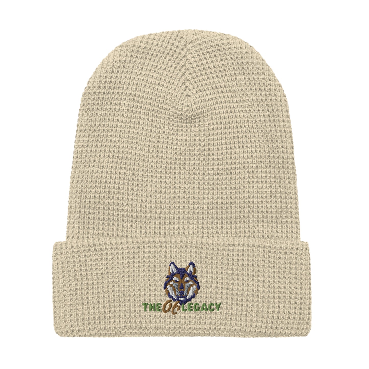 Embroidered waffle beanie