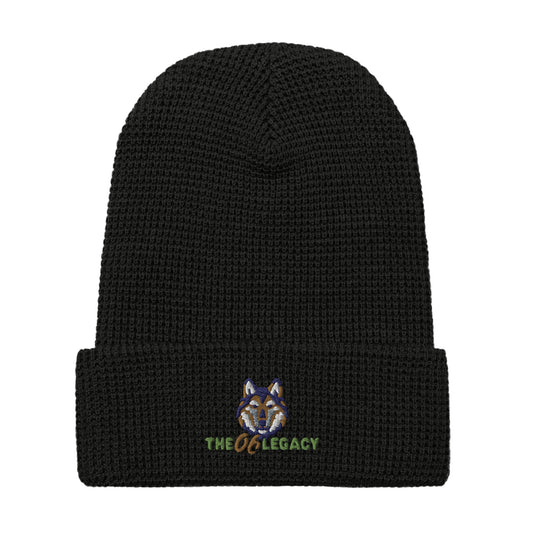 Embroidered waffle beanie